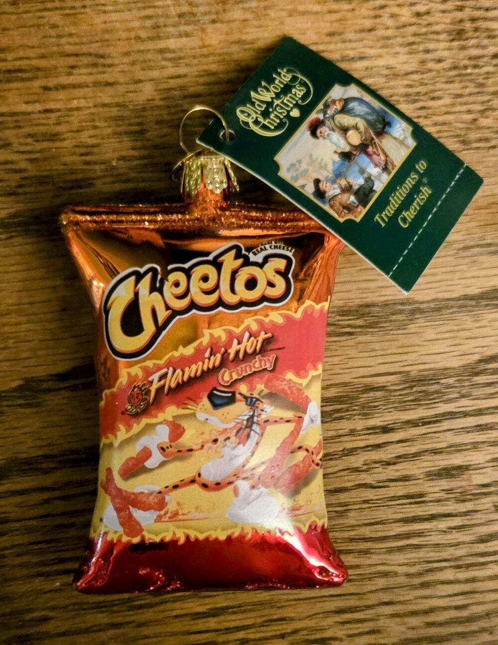 Old World Christmas FLAMIN' HOT CHEETOS Glass Ornament w/Box Holiday NEW